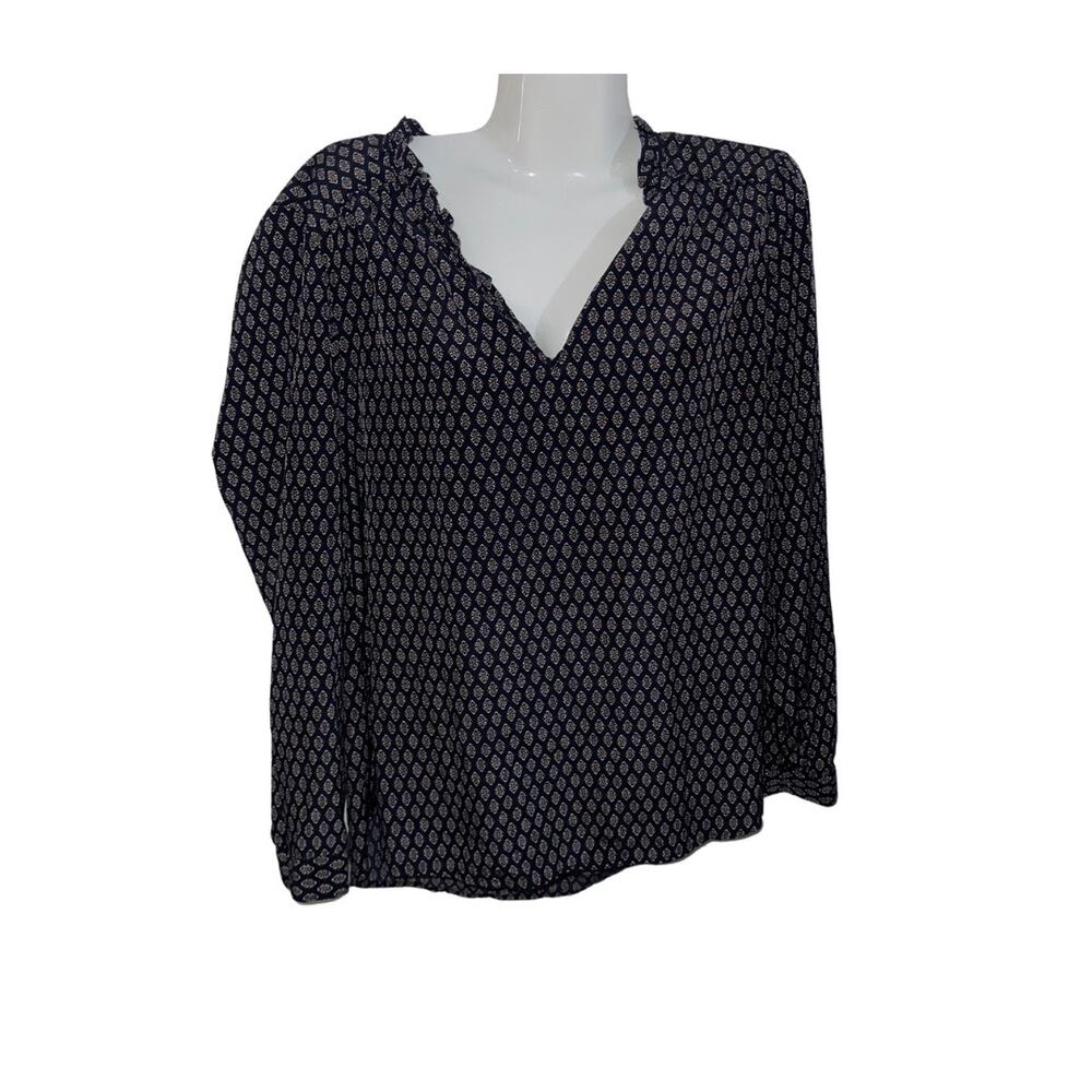 Lila Rose Blouse Diamond floral design Tie NeckLine Size Large Career Business